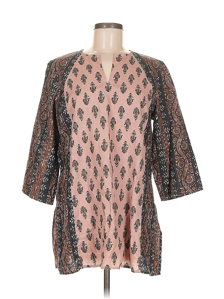 Pre-owned Purejill 3/4 Sleeve Blouse In Brown