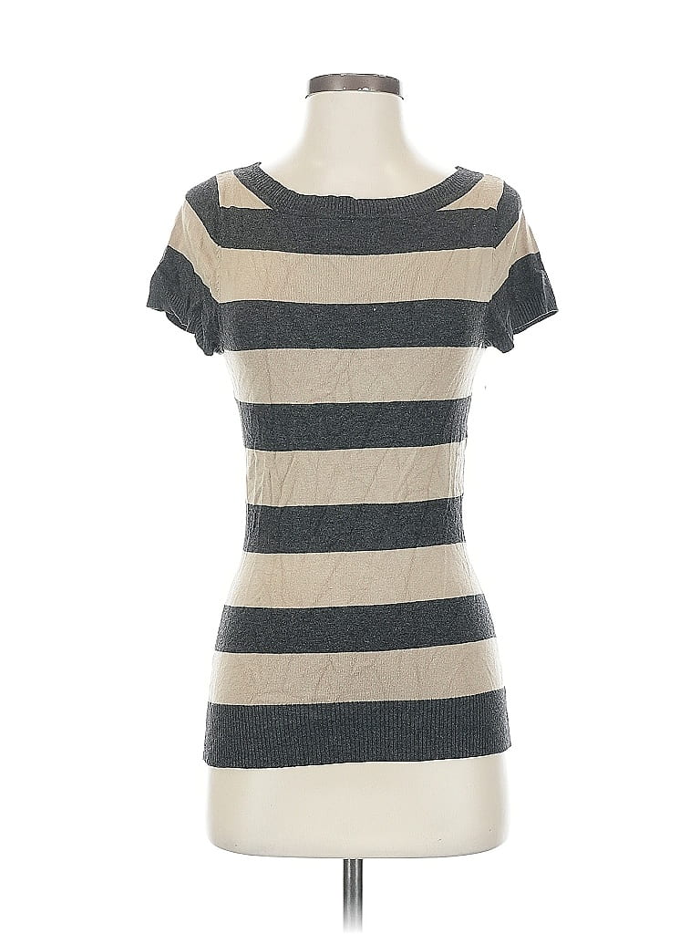 OLIVIA SKY Pre-owned Short Sleeve Top Gray Scoop Neck Tops