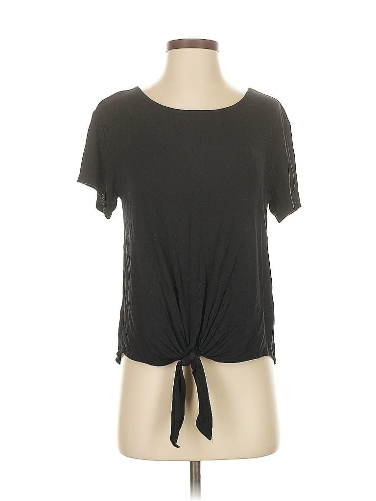 Pre-owned Ann Taylor Loft Outlet Short Sleeve Top Gray Keyhole Neckline Tops