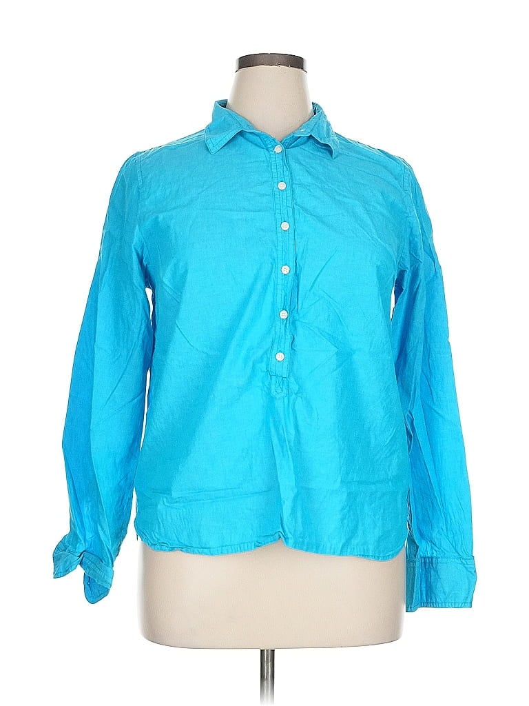 Pre-owned J.crew Factory Store Long Sleeve Button Down Shirt In Blue