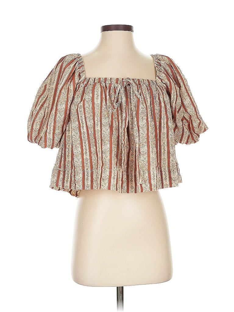 Pre-owned Assorted Brands Short Sleeve Blouse In Brown