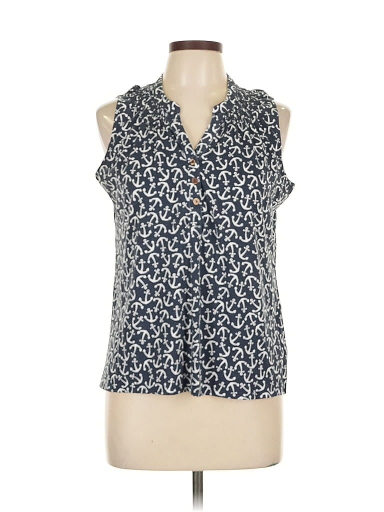 Pre-owned Caribbean Joe Sleeveless Blouse In Blue