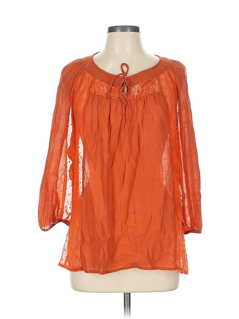 Pre-owned Fig And Flower 3/4 Sleeve Blouse In Orange