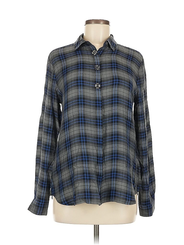 Pre-owned Ann Taylor Loft Long Sleeve Button Down Shirt In Blue