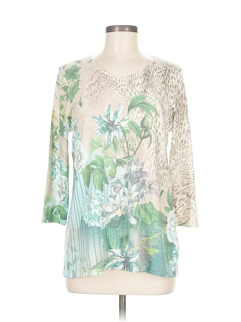 Pre-owned Chico's 3/4 Sleeve T-shirt In White