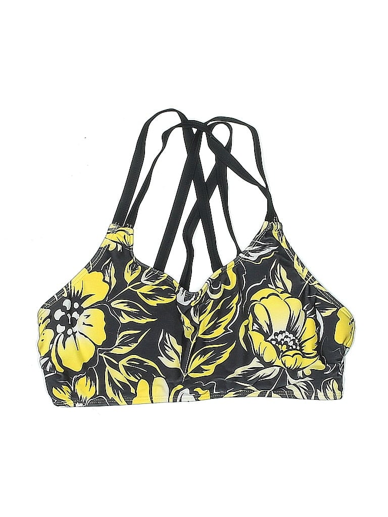 Pre-owned Unbranded Swimsuit Top Yellow Print Pattern Swimwear