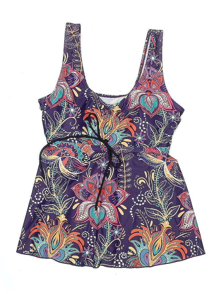 Pre-owned Unbranded Swimsuit Top Blue Paisley Pattern Swimwear