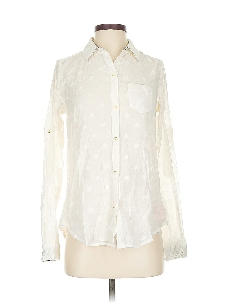 Pre-owned Birds Of Paradis By Trovata Long Sleeve Blouse In White
