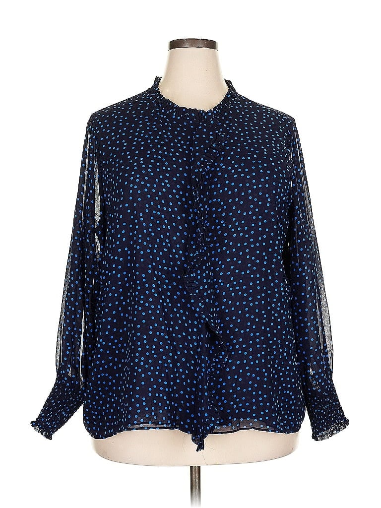 Pre-owned T Tahari Long Sleeve Blouse In Blue