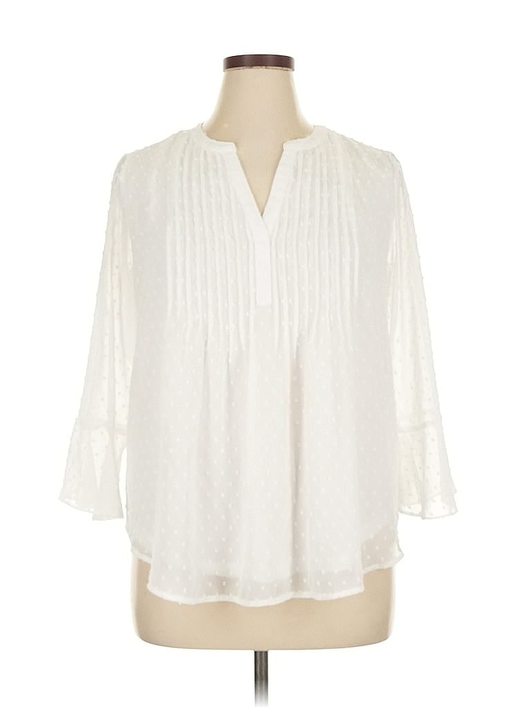 Click to view more detailed imagery on our partner's website Pre-owned Style & Co 3/4 Sleeve Blouse In White