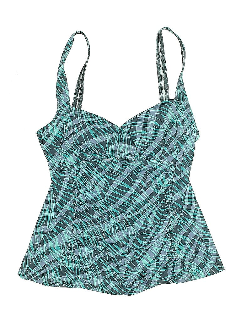 Calvin Klein Swimsuit Top Teal Print Pattern Swimwear In Multi