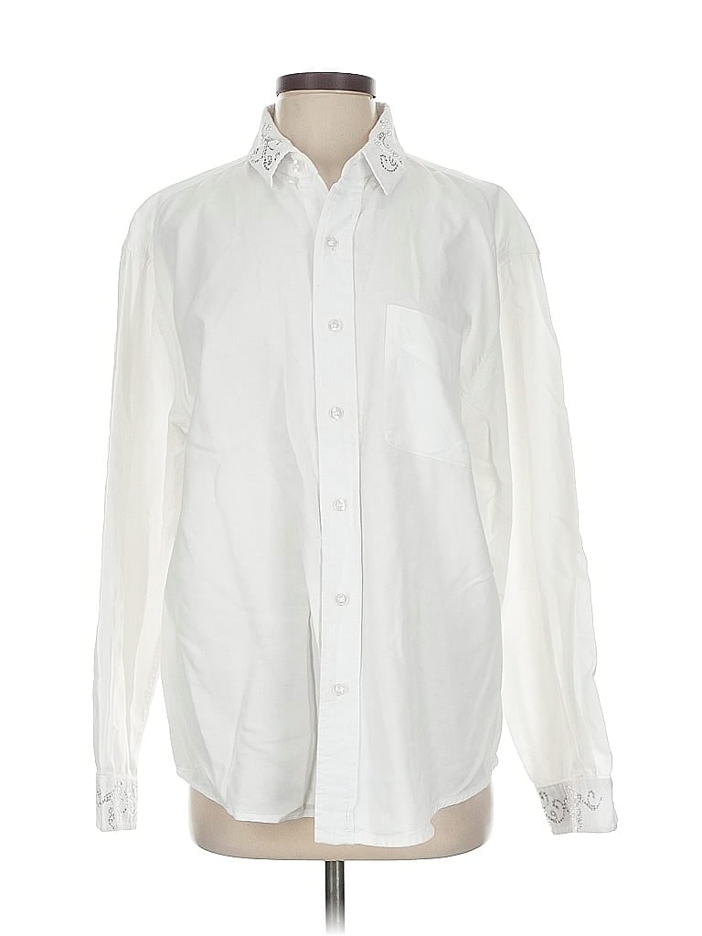 Pre-owned Fresh Produce Long Sleeve Button Down Shirt In White