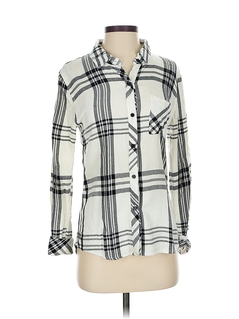 Pre-owned Rails 3/4 Sleeve Button Down Shirt In White