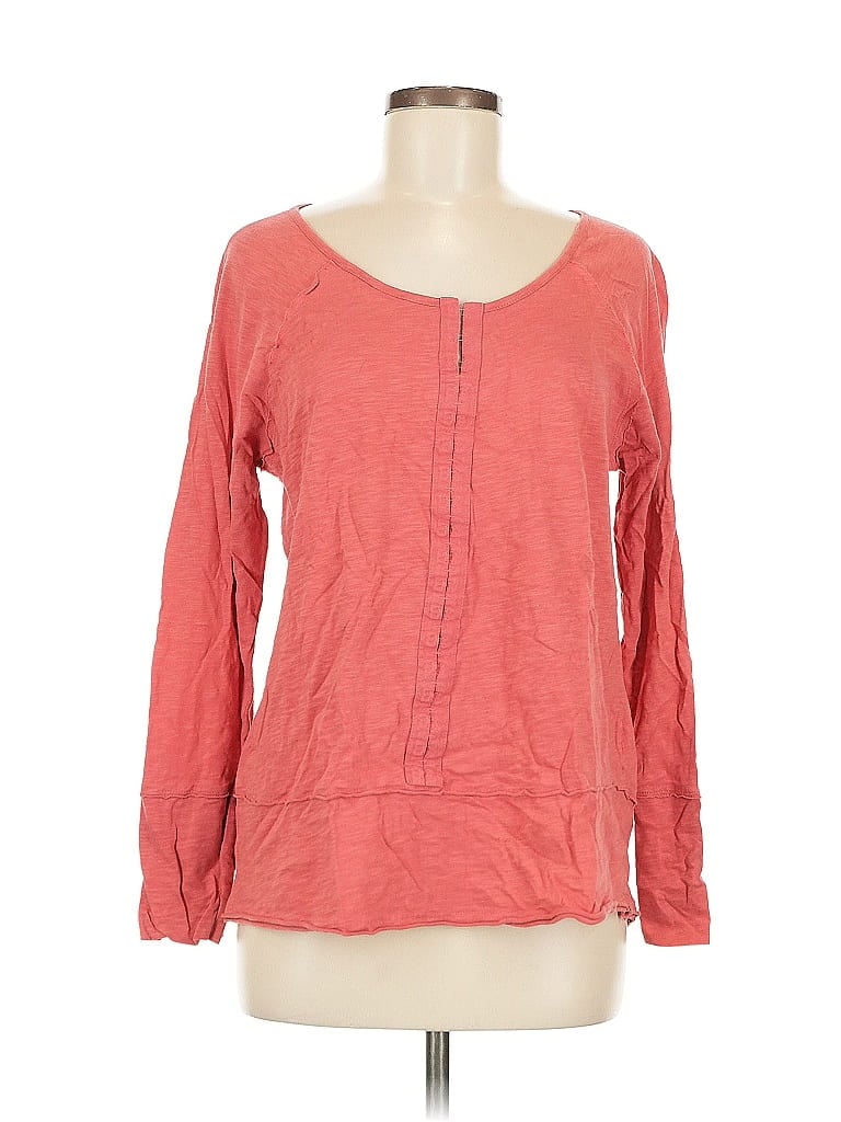 Pre-owned Soft Surroundings Long Sleeve Henley Shirt In Pink