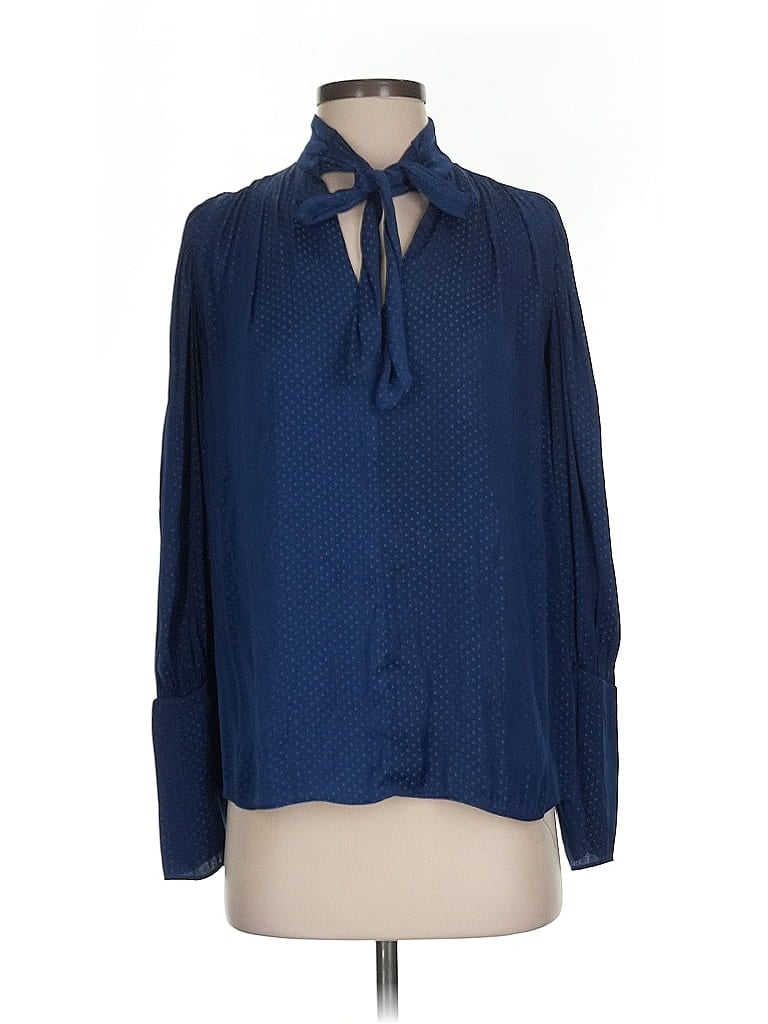 Pre-owned Aqua Long Sleeve Blouse In Blue