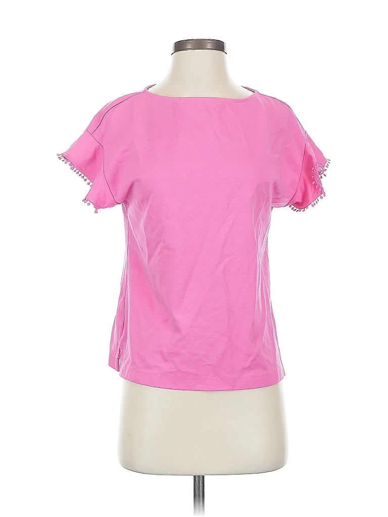 Pre-owned Ann Taylor Short Sleeve Top Pink Sweetheart Neckline Tops