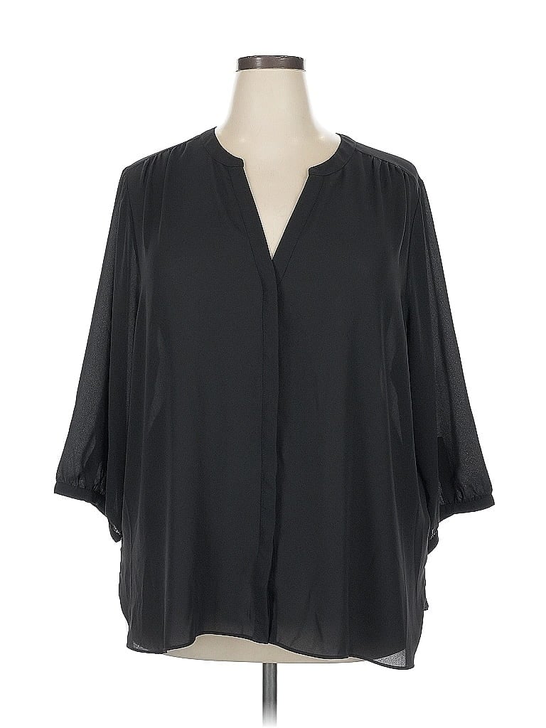 Pre-owned Nydj 3/4 Sleeve Blouse In Black