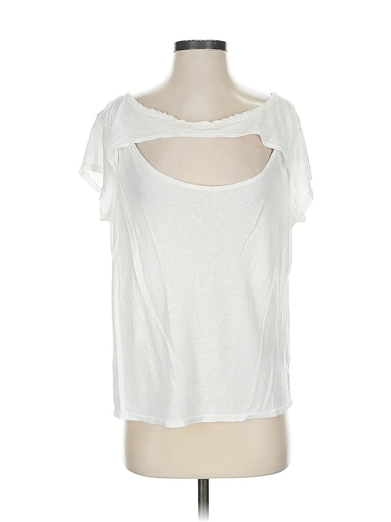 Pre-owned We The Free Short Sleeve Top White Keyhole Neckline Tops
