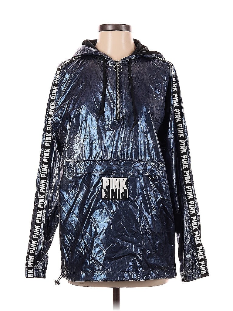 Pre-owned Victoria's Secret Pink Windbreaker Jacket In Blue