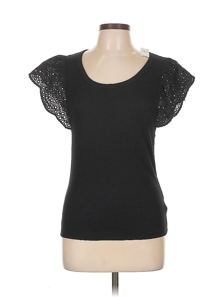 Pre-owned Gap Short Sleeve Top Black Sweetheart Neckline Tops