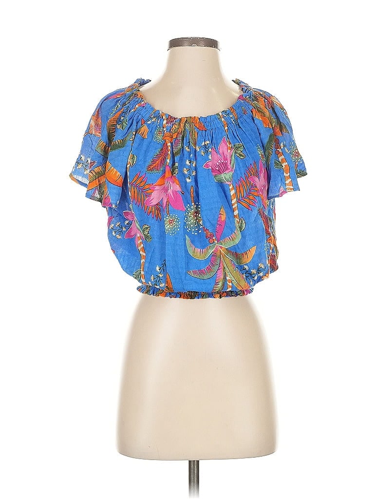Pre-owned Rachel Rachel Roy Short Sleeve Blouse In Blue