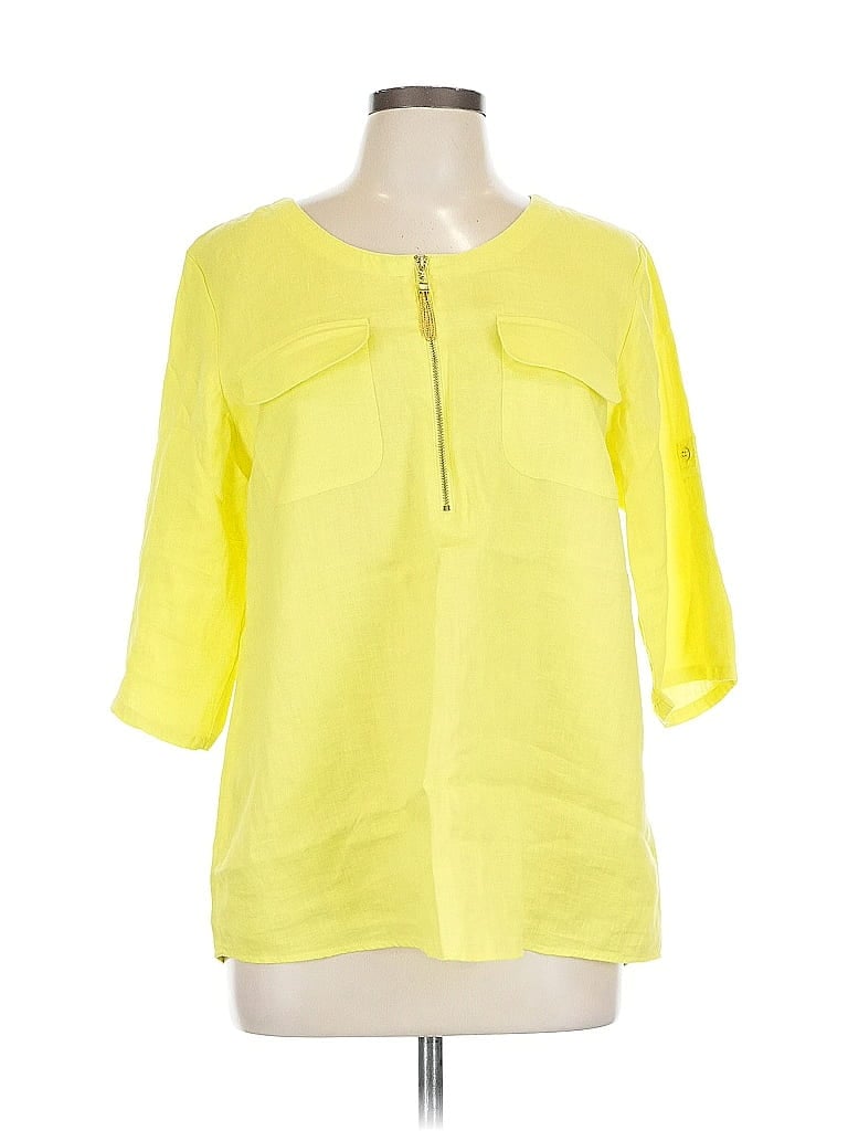 Pre-owned Ellen Tracy 3/4 Sleeve Blouse In Yellow