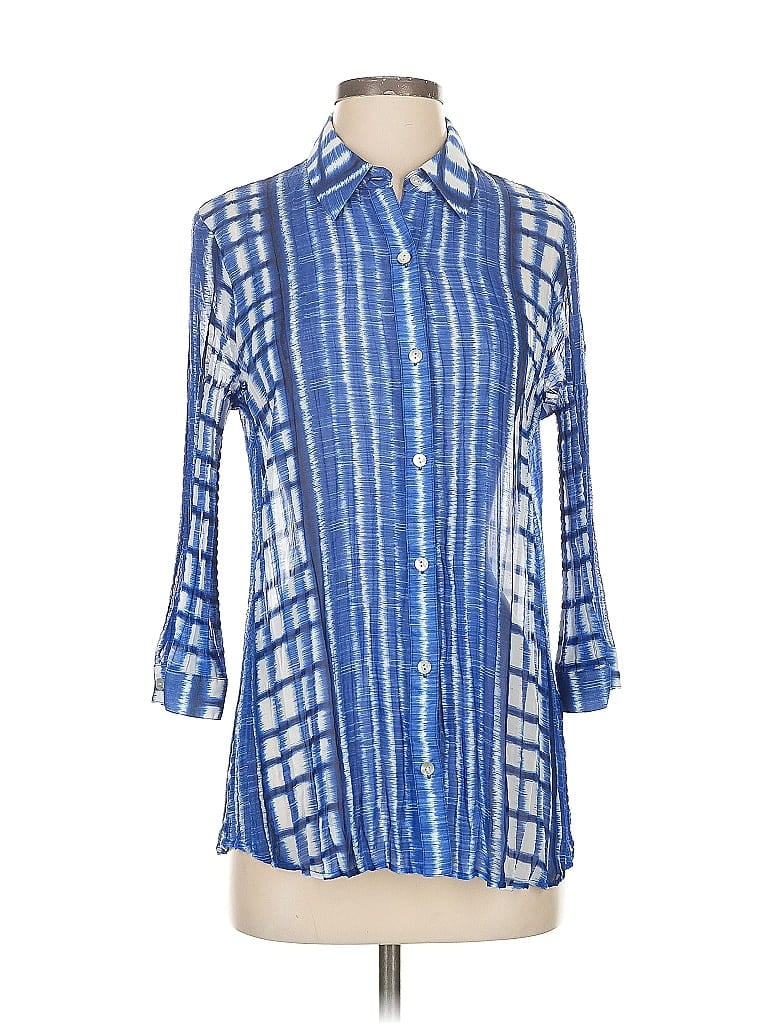 Pre-owned Chico's 3/4 Sleeve Blouse In Blue