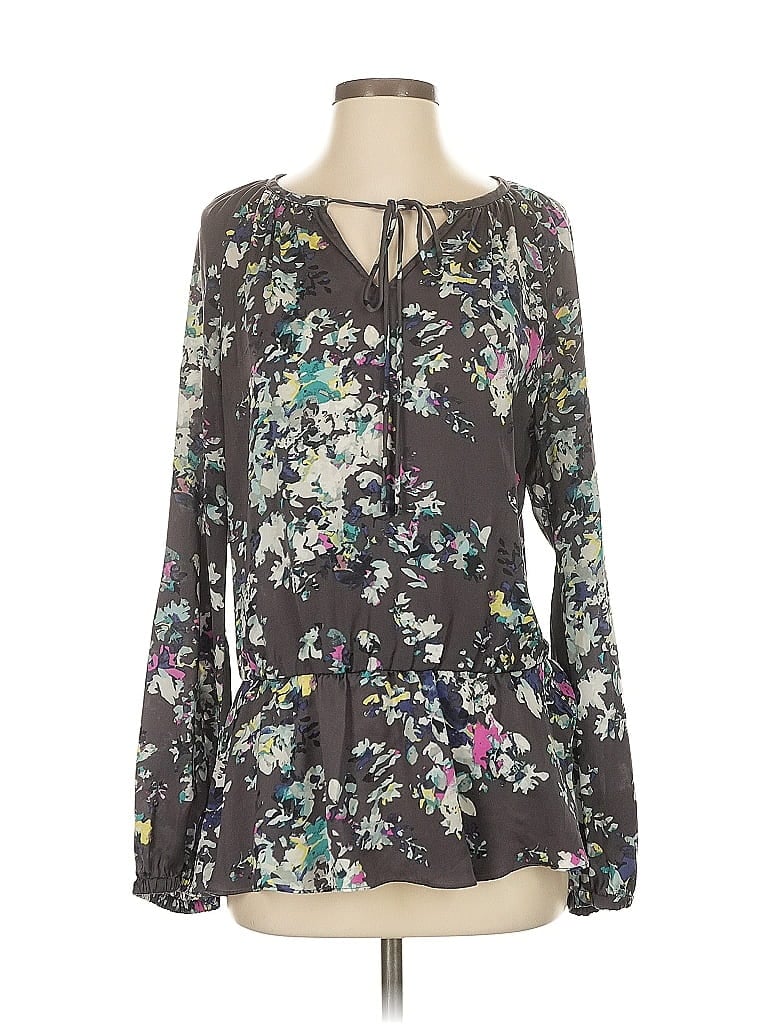 Pre-owned Ellen Tracy Long Sleeve Blouse In Gray