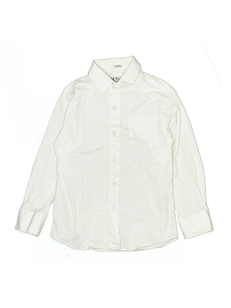 Pre-owned Crewcuts Kids' Long Sleeve Button Down Shirt In White