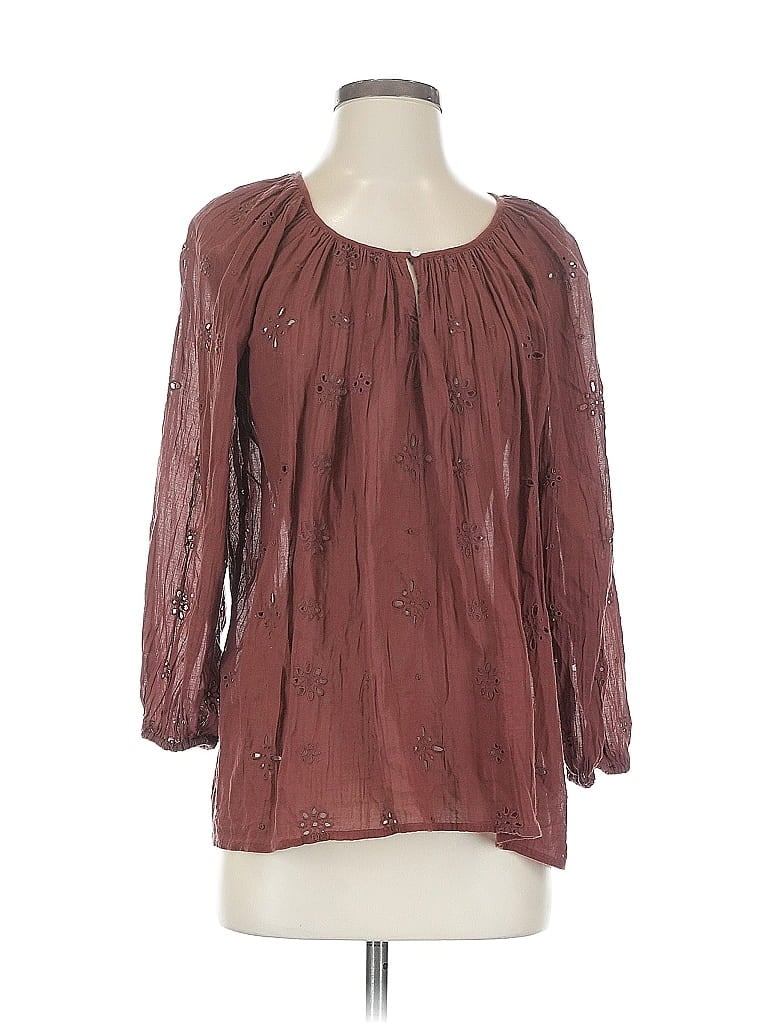 Pre-owned Aerie 3/4 Sleeve Blouse In Brown