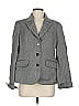 Nina Mclemore 100% Virgin Wool Chevron-herringbone Gray Wool Blazer Size 6 - photo 1