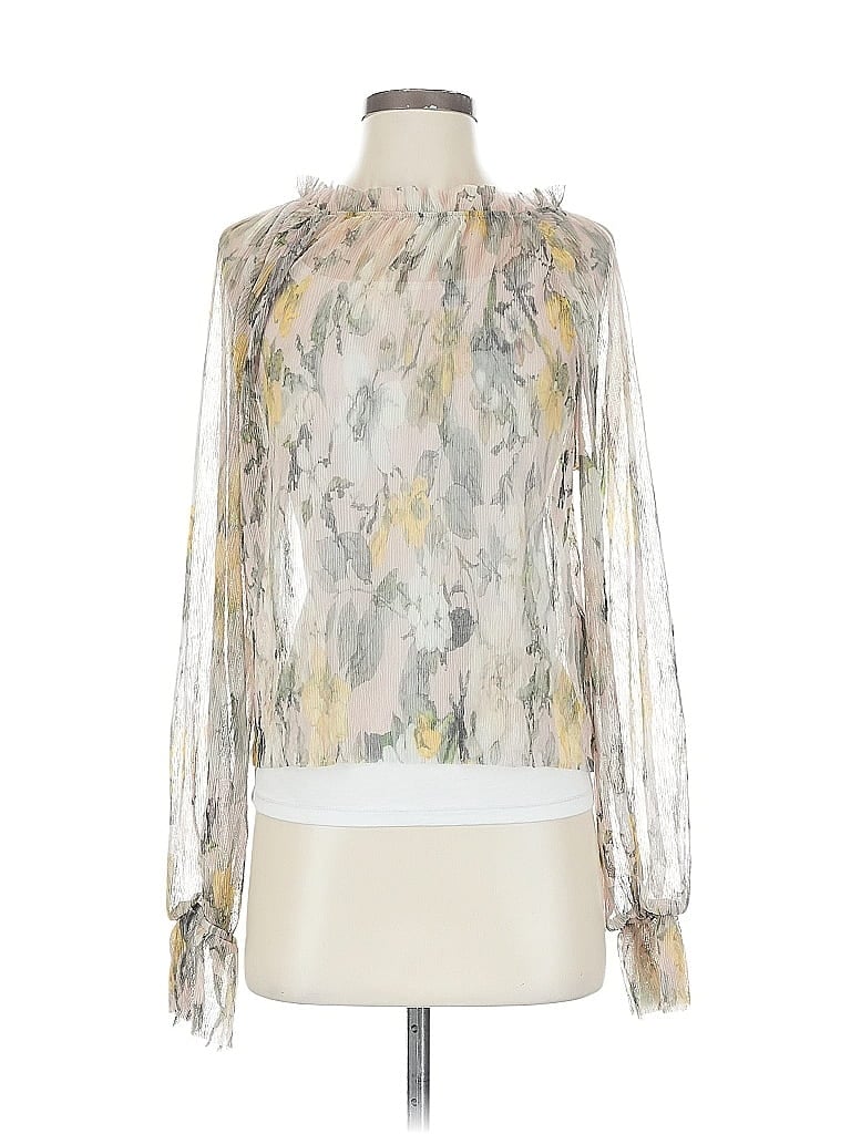 Pre-owned By Anthropologie Long Sleeve Blouse In Silver