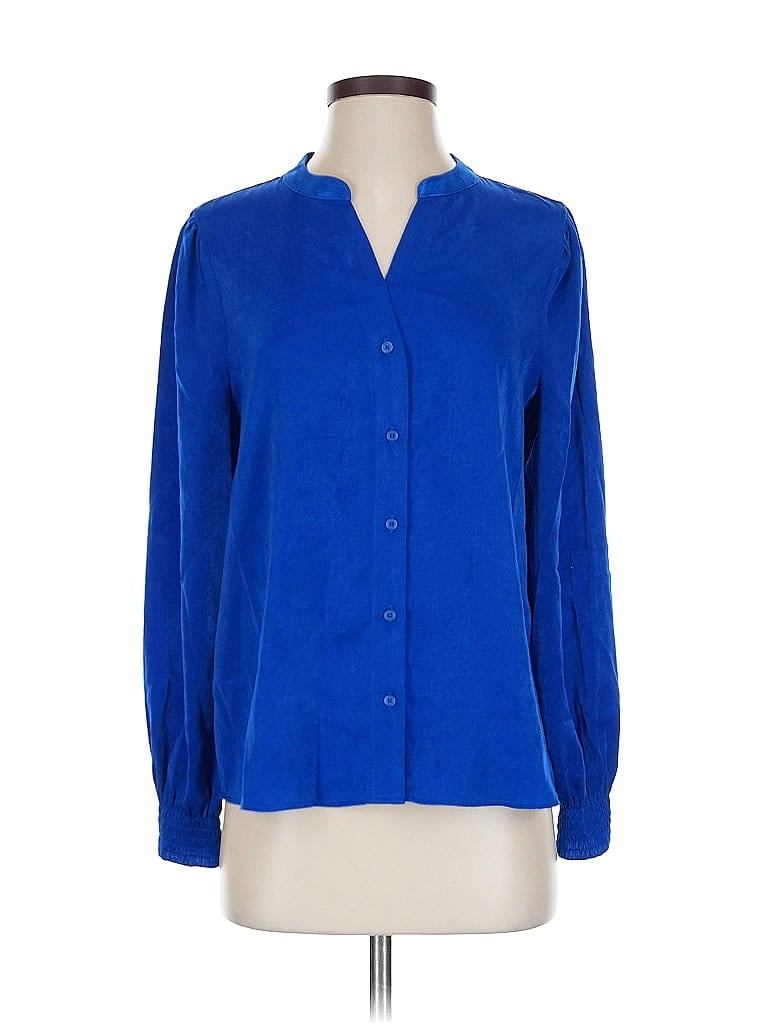 Pre-owned Dkny Long Sleeve Blouse In Blue