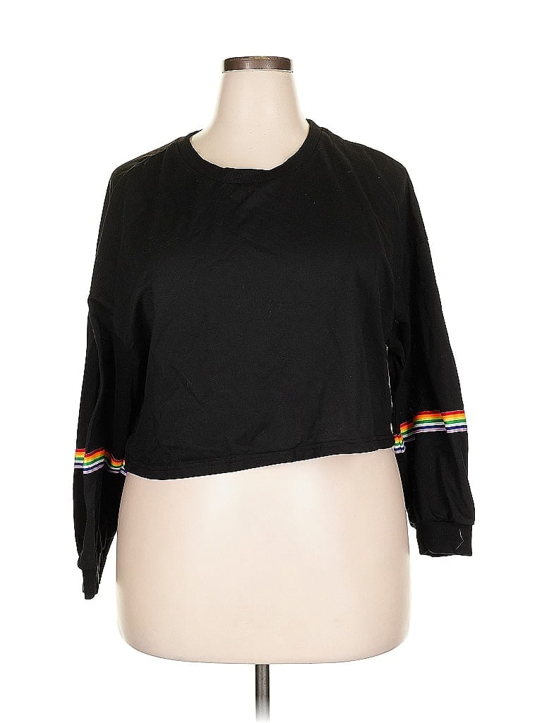 Pre-owned Shein Curve 3/4 Sleeve T-shirt In Black