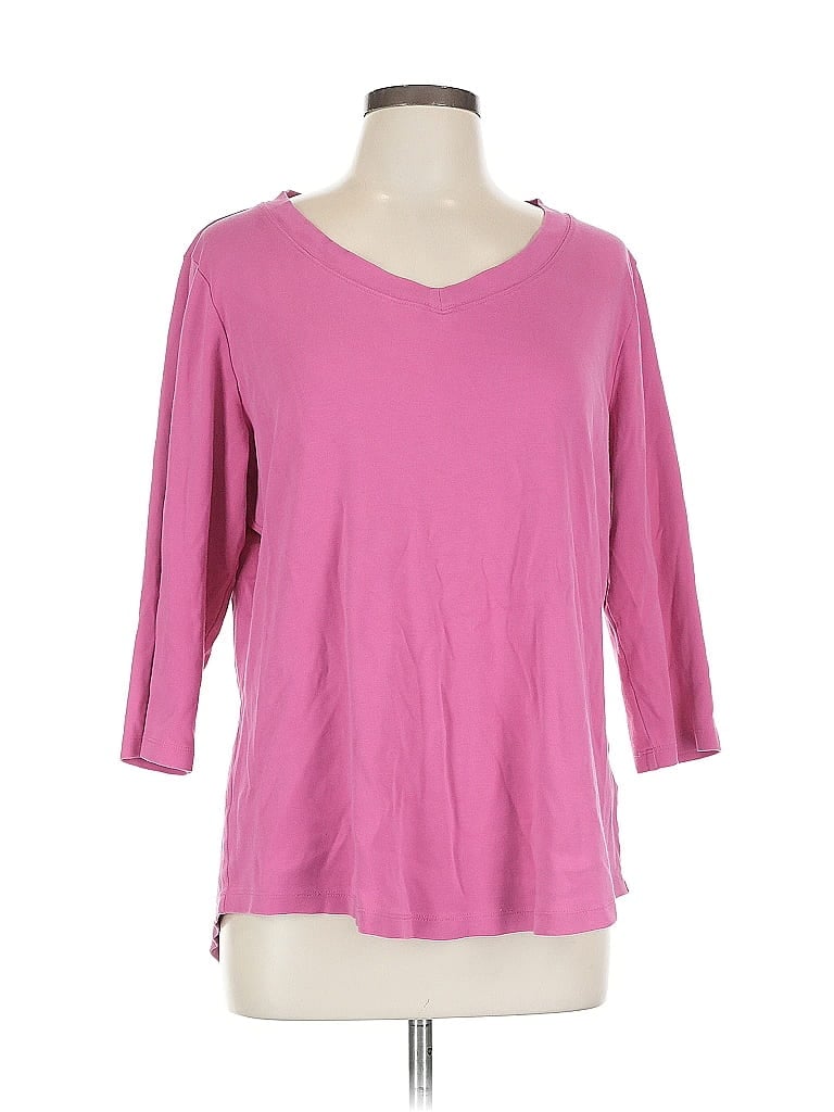 Click to view more detailed imagery on our partner's website Pre-owned Isaac Mizrahi Live 3/4 Sleeve T-shirt In Pink