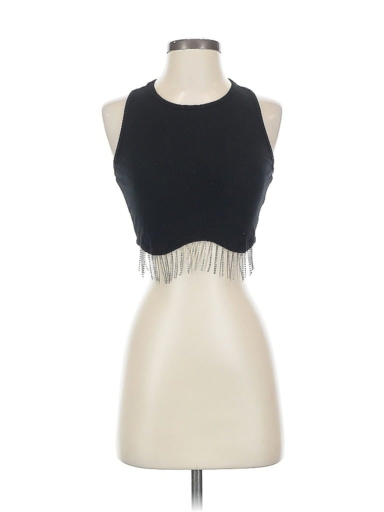 Pre-owned Unbranded Sleeveless Top Black Halter Neckline Tops