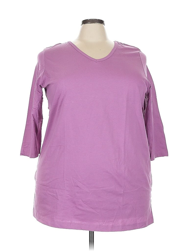 Pre-owned Woman Within 3/4 Sleeve T-shirt In Purple