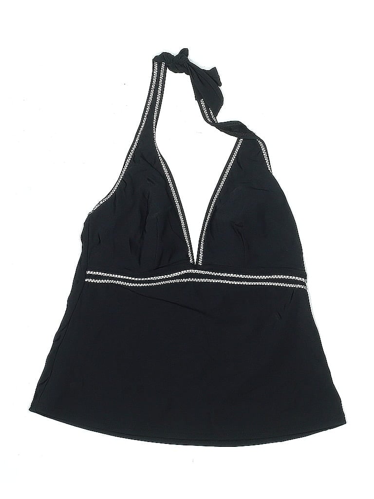 Pre-owned Caribbean Joe Swimsuit Top Black Chevron/herringbone Pattern Swimwear