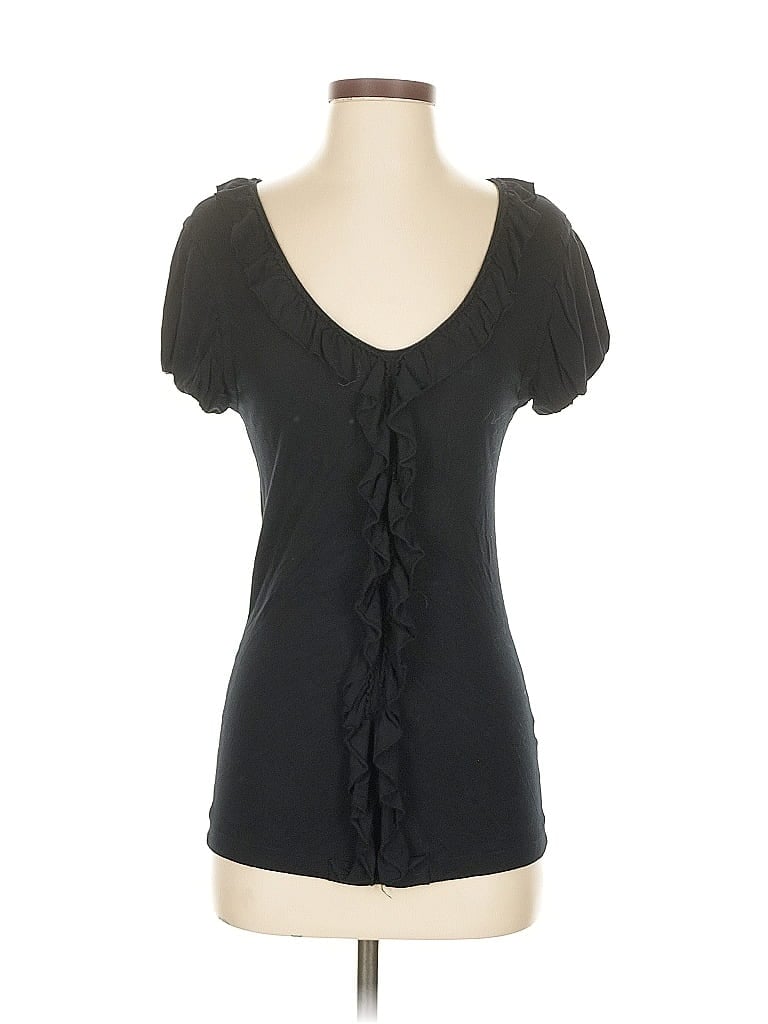 Pre-owned Saks Fifth Avenue Short Sleeve Top Black Sweetheart Neckline Tops
