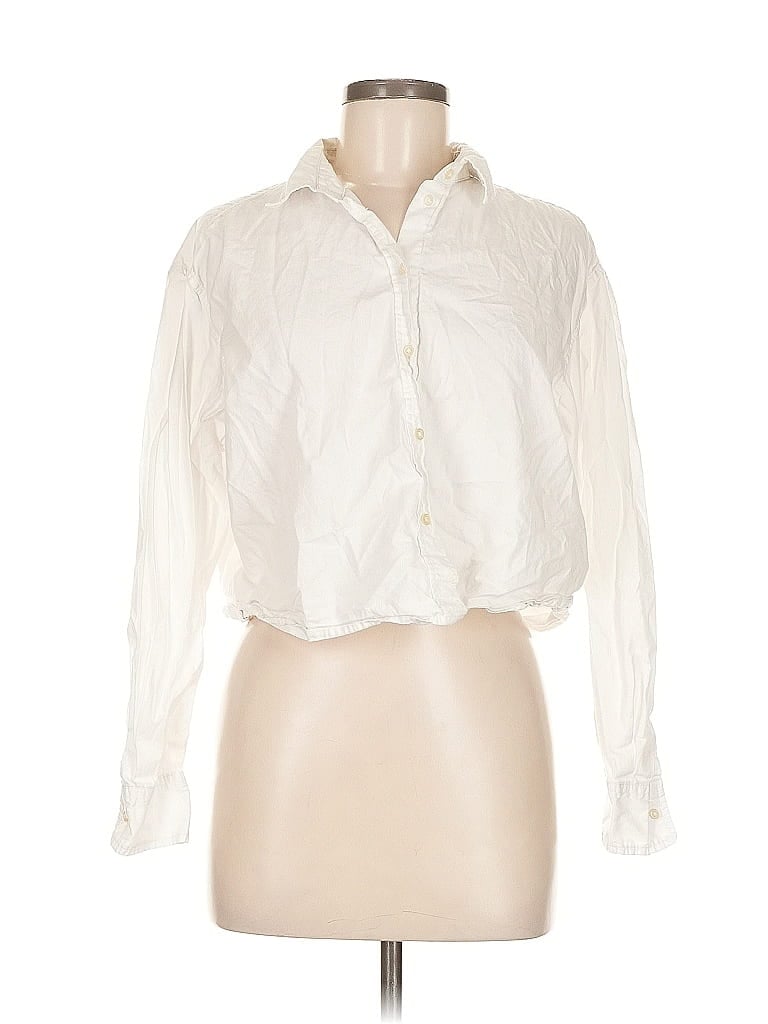 Pre-owned Gap Long Sleeve Blouse In White