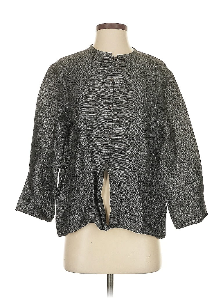 Pre-owned Eileen Fisher 3/4 Sleeve Blouse In Gray