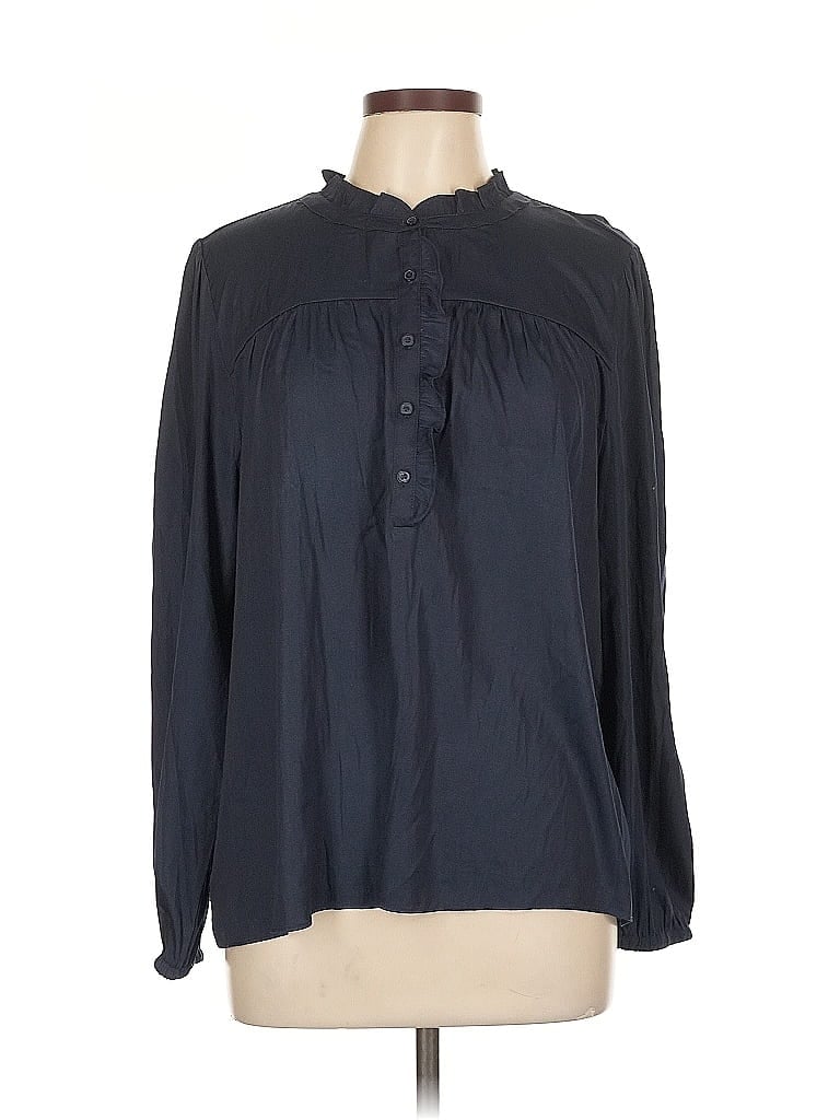 Pre-owned Ann Taylor Loft Outlet Long Sleeve Blouse In Blue