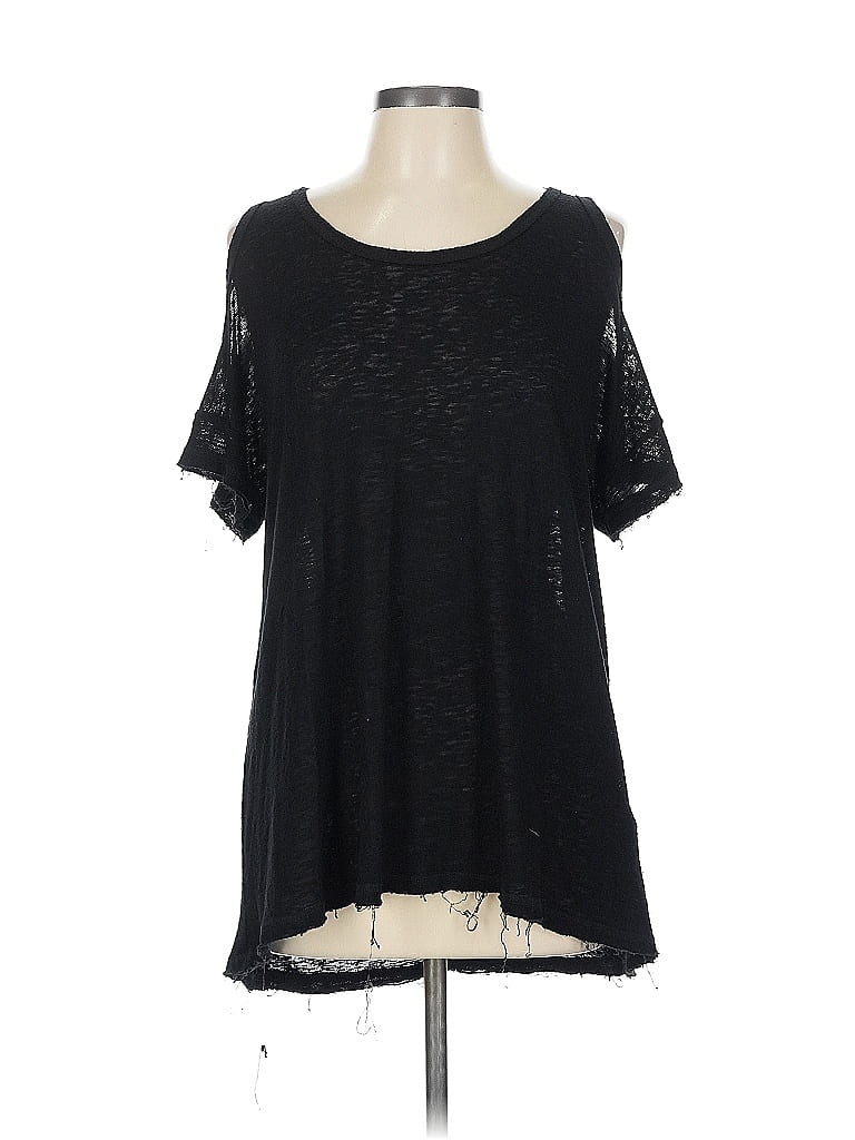 Pre-owned Bobeau Short Sleeve Top Black Cold Shoulder Neckline Tops