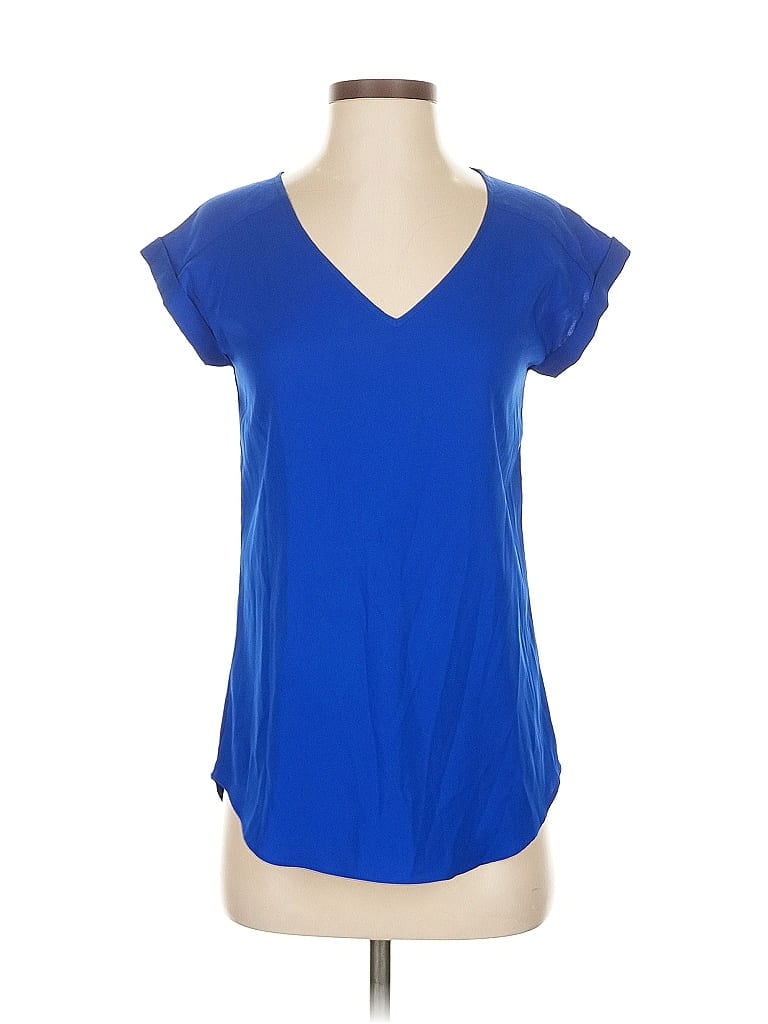 Pre-owned Express Outlet Short Sleeve Top Blue V Neck Tops