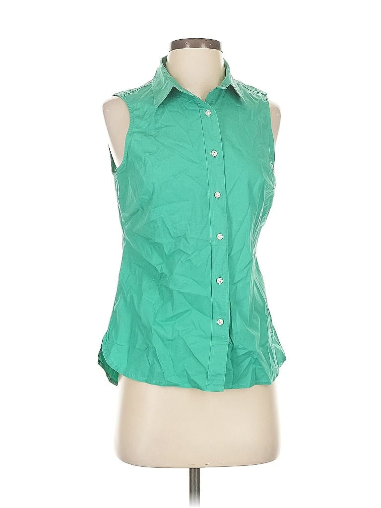 Pre-owned J.crew 365 Sleeveless Button Down Shirt In Green