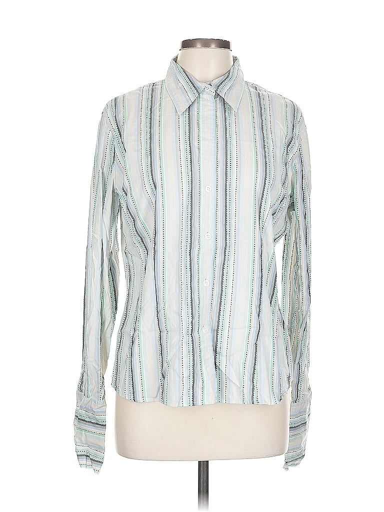 Pre-owned New York And Company Long Sleeve Button Down Shirt In White