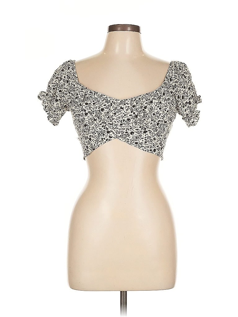 Click to view more detailed imagery on our partner's website Pre-owned Papermoon Short Sleeve Top Ivory Sweetheart Neckline Tops In White