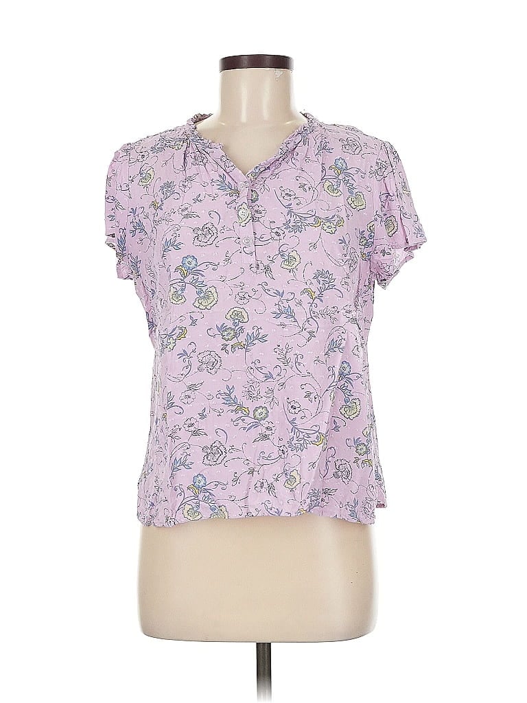 Pre-owned Christopher & Banks Short Sleeve Blouse In Pink