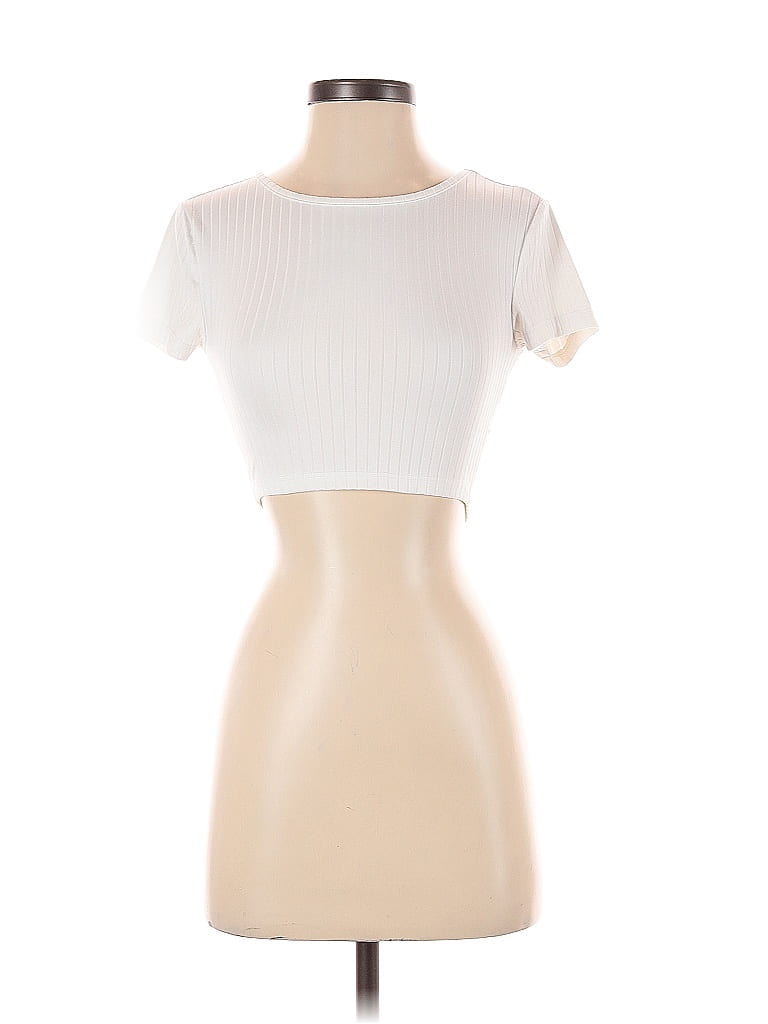 Pre-owned No Boundaries Short Sleeve Top Ivory Sweetheart Neckline Tops In White