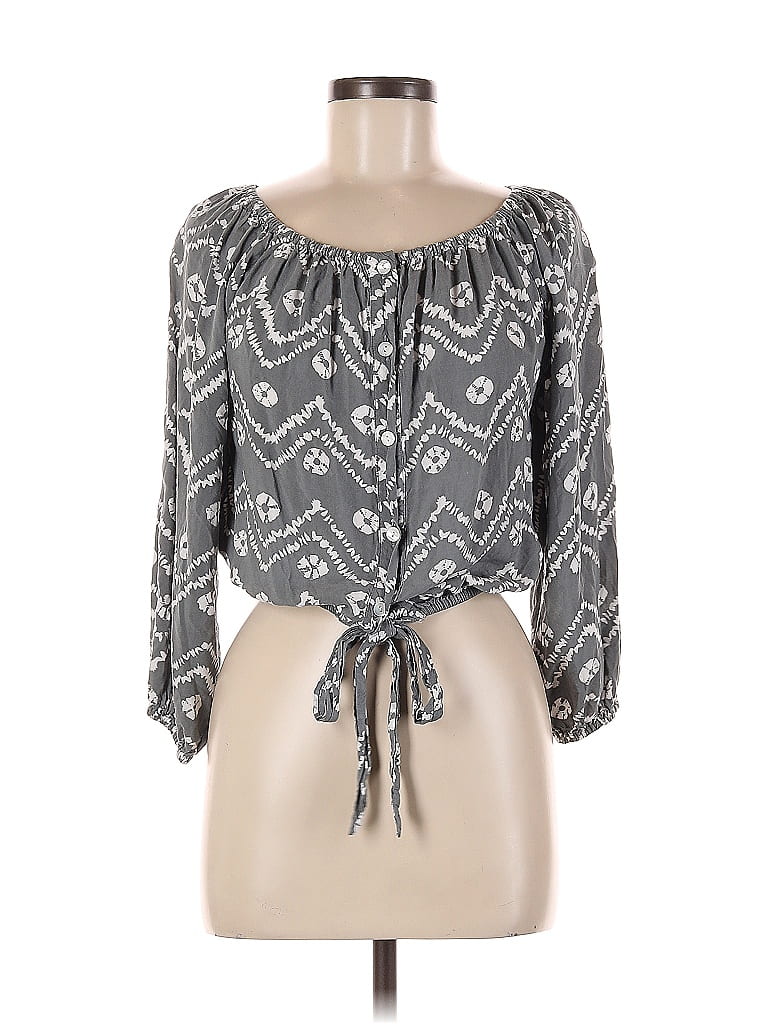 Pre-owned Assorted Brands 3/4 Sleeve Blouse In Gray
